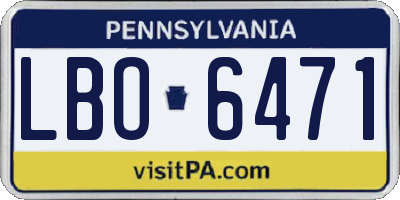 PA license plate LBO6471
