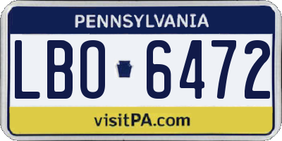 PA license plate LBO6472