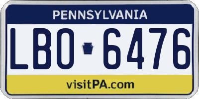 PA license plate LBO6476