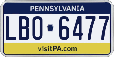 PA license plate LBO6477
