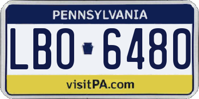 PA license plate LBO6480