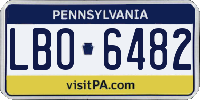 PA license plate LBO6482