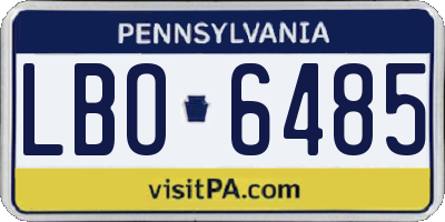 PA license plate LBO6485