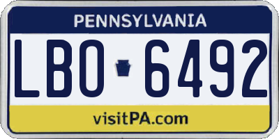 PA license plate LBO6492