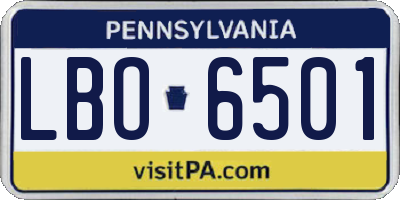 PA license plate LBO6501
