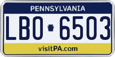 PA license plate LBO6503