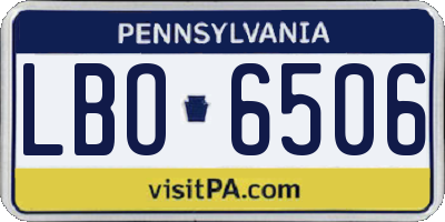 PA license plate LBO6506