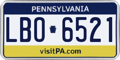 PA license plate LBO6521