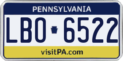 PA license plate LBO6522
