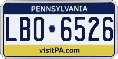 PA license plate LBO6526