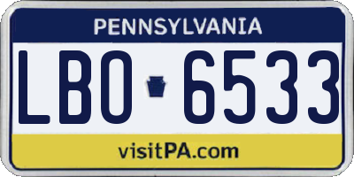 PA license plate LBO6533