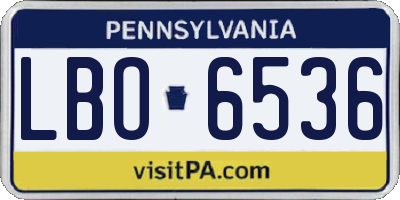 PA license plate LBO6536