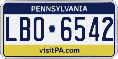 PA license plate LBO6542
