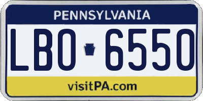 PA license plate LBO6550