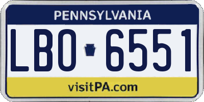 PA license plate LBO6551