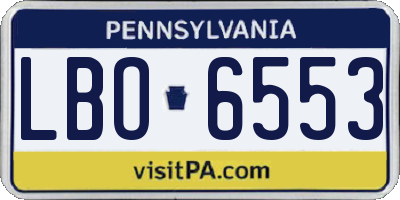 PA license plate LBO6553