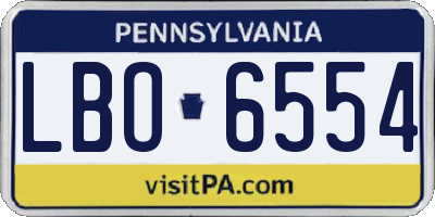 PA license plate LBO6554