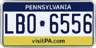 PA license plate LBO6556