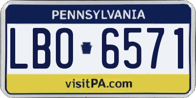 PA license plate LBO6571