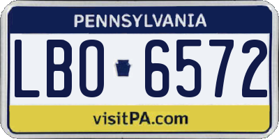 PA license plate LBO6572