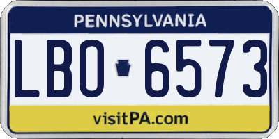 PA license plate LBO6573