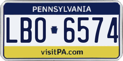 PA license plate LBO6574