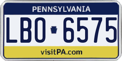 PA license plate LBO6575