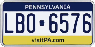 PA license plate LBO6576