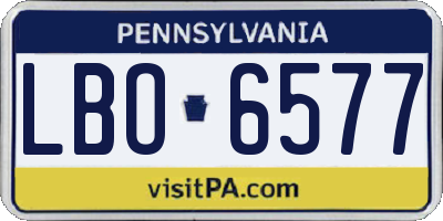 PA license plate LBO6577