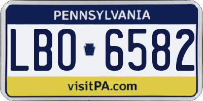 PA license plate LBO6582