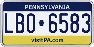 PA license plate LBO6583