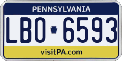PA license plate LBO6593