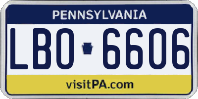 PA license plate LBO6606