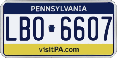 PA license plate LBO6607
