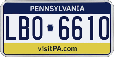 PA license plate LBO6610