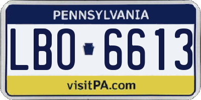 PA license plate LBO6613