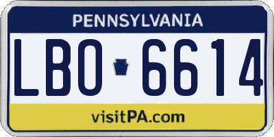 PA license plate LBO6614