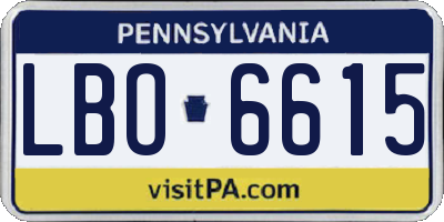 PA license plate LBO6615