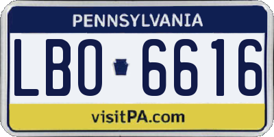PA license plate LBO6616