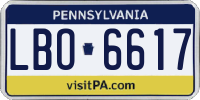 PA license plate LBO6617
