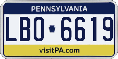 PA license plate LBO6619