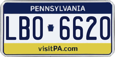 PA license plate LBO6620