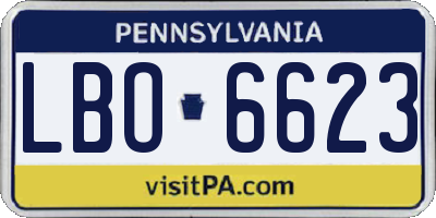 PA license plate LBO6623