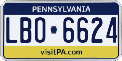 PA license plate LBO6624
