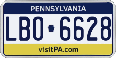 PA license plate LBO6628