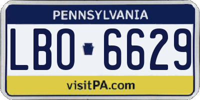 PA license plate LBO6629