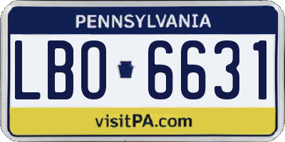 PA license plate LBO6631