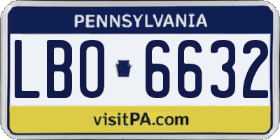PA license plate LBO6632