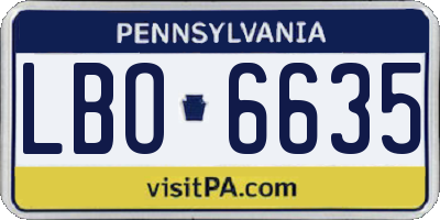 PA license plate LBO6635