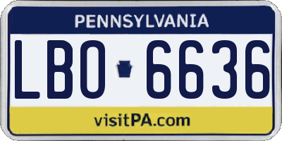 PA license plate LBO6636